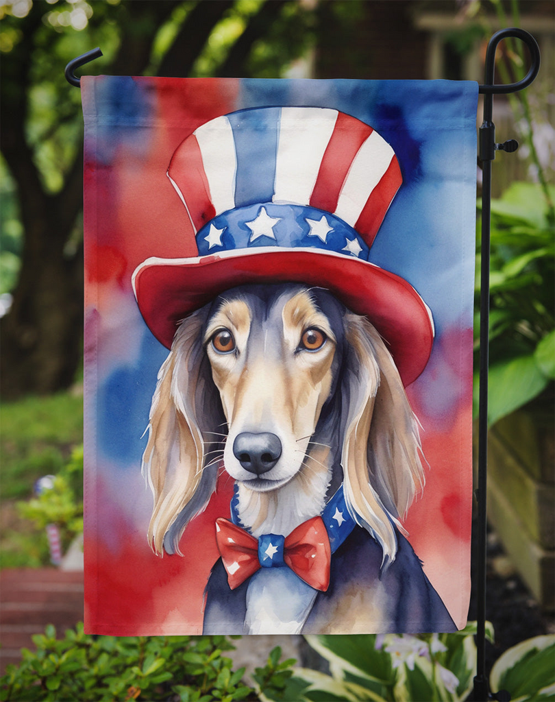 Glamorous Pups : Saluki Patriotic American Garden Flag