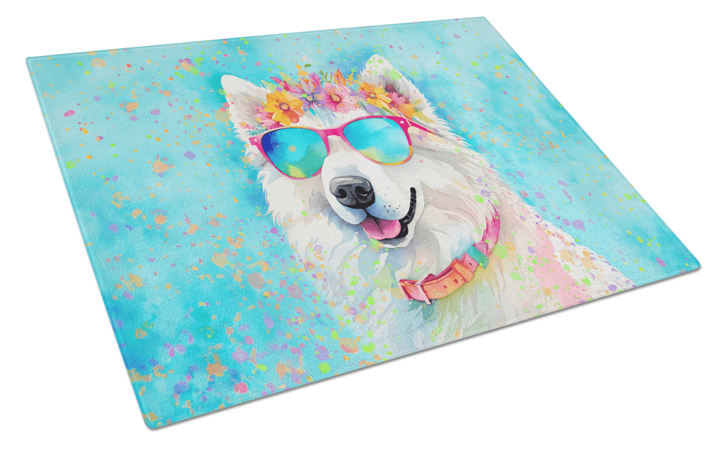 Glamorous Pups : Samoyed Hippie Dawg Glass Cutting Board