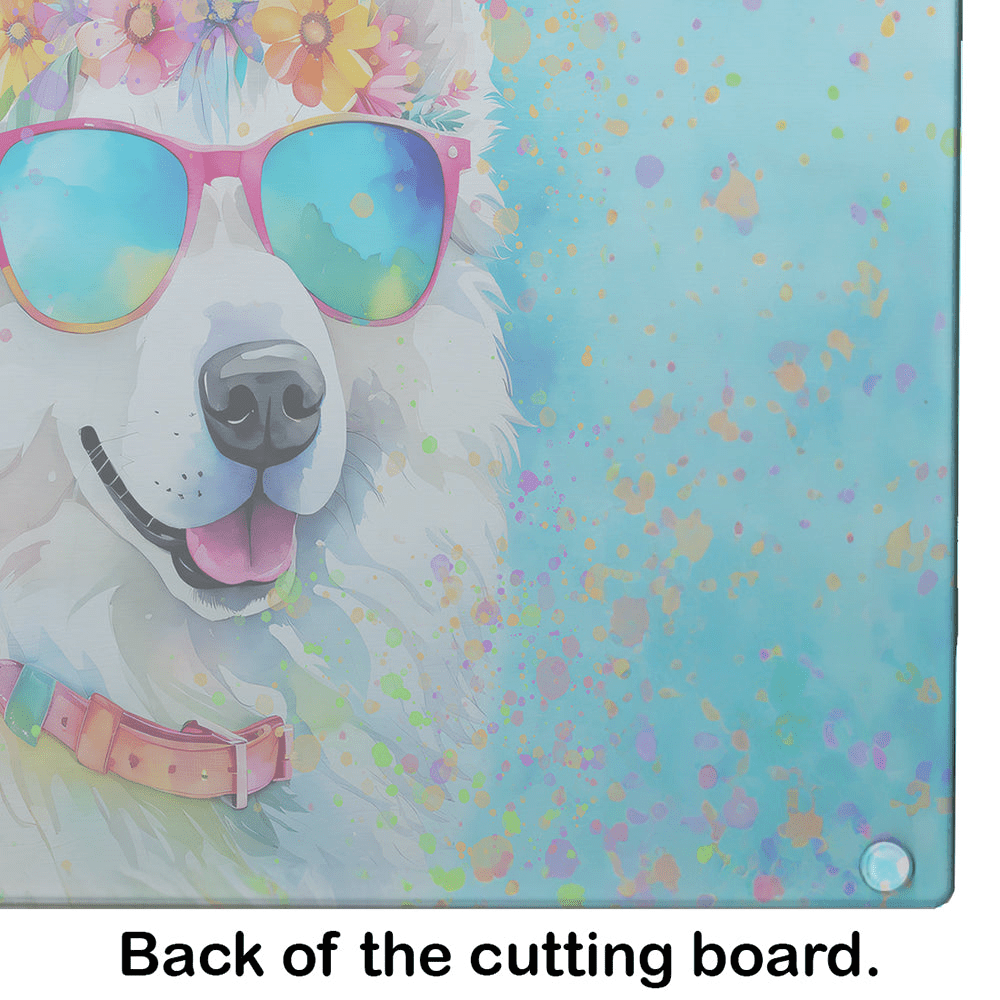 Glamorous Pups : Samoyed Hippie Dawg Glass Cutting Board