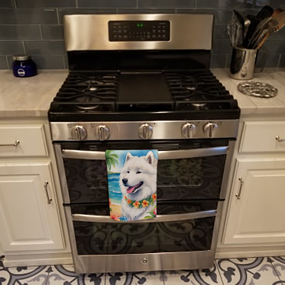 Glamorous Pups : Samoyed Luau Kitchen Towel