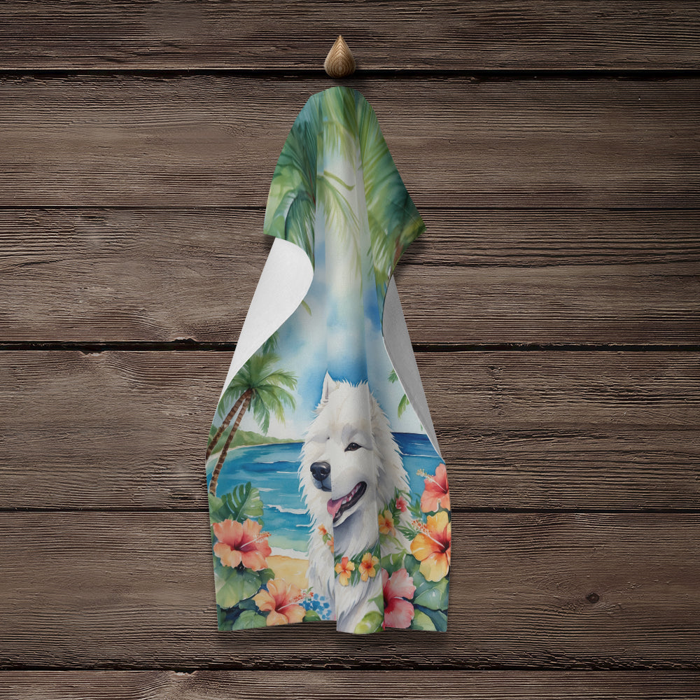 Glamorous Pups : Samoyed Luau Kitchen Towel