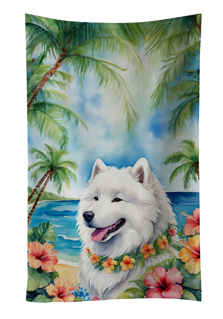 Glamorous Pups : Samoyed Luau Kitchen Towel