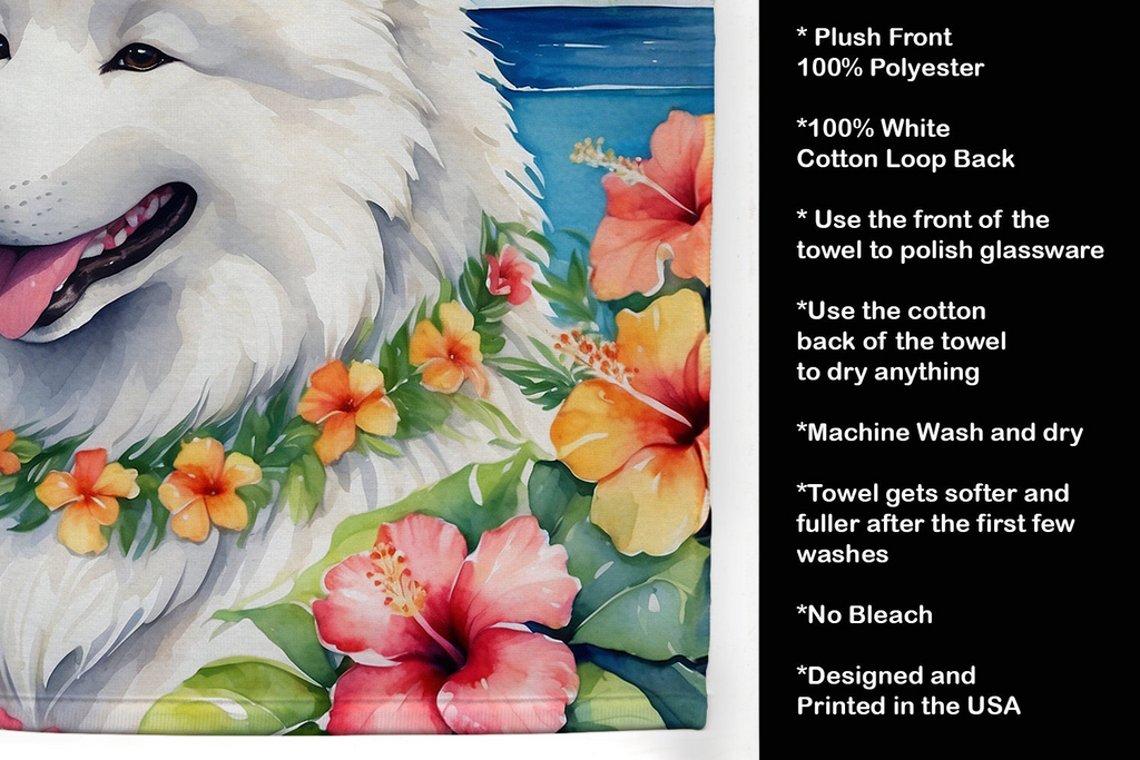 Glamorous Pups : Samoyed Luau Kitchen Towel