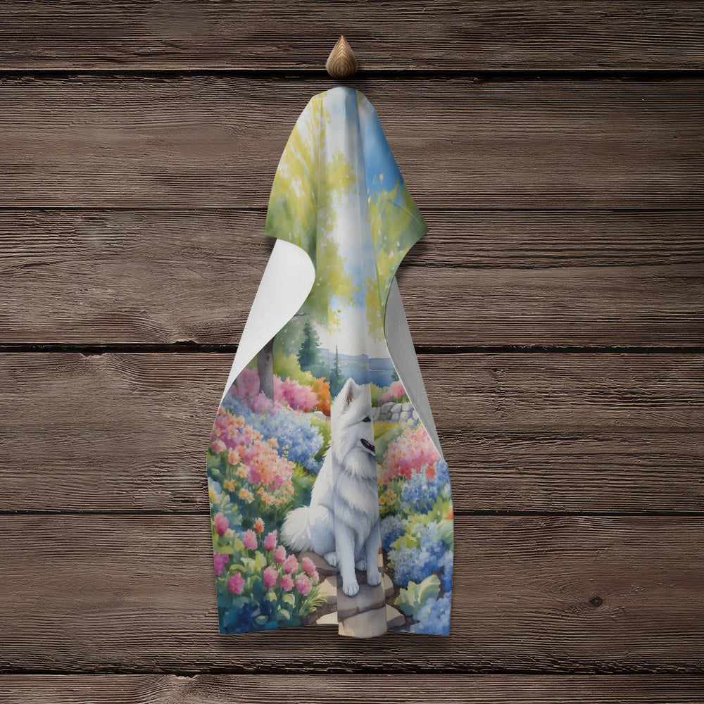 Glamorous Pups : Samoyed Spring Path Kitchen Towel