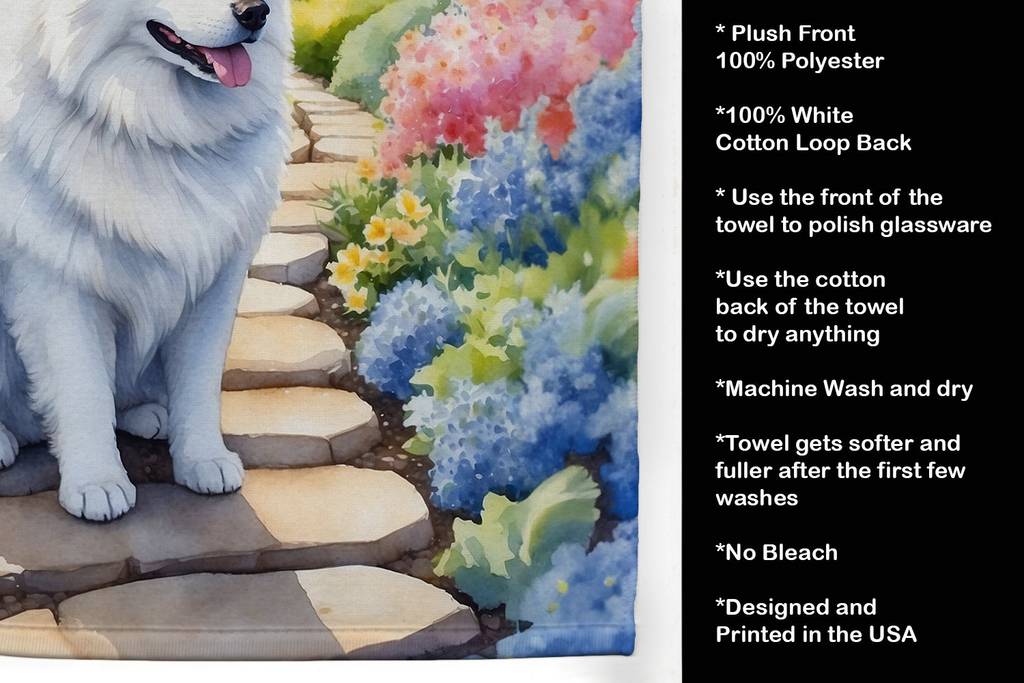 Glamorous Pups : Samoyed Spring Path Kitchen Towel