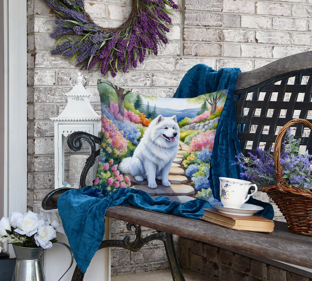 Glamorous Pups : Samoyed Spring Path Throw Pillow