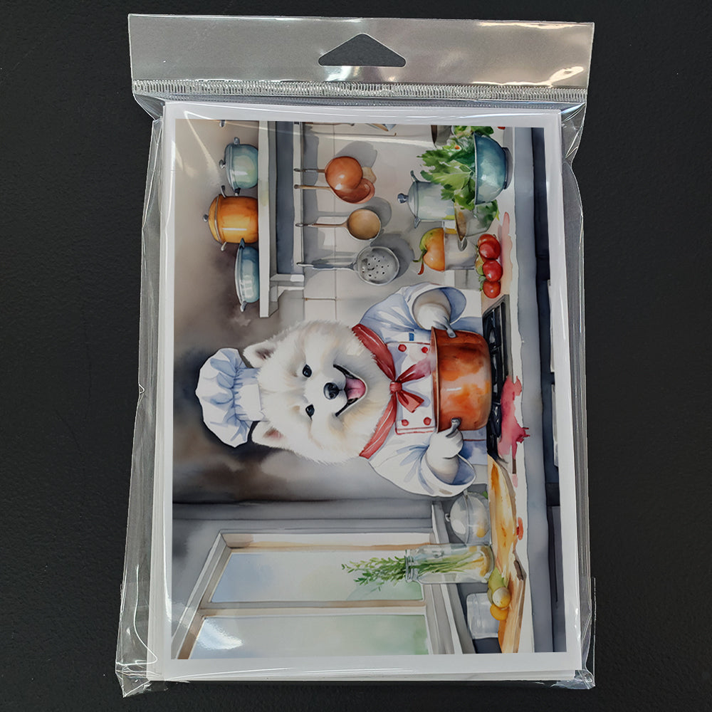 Glamorous Pups : Samoyed The Chef Greeting Cards Pack of 8