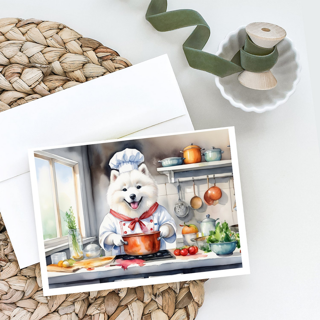 Glamorous Pups : Samoyed The Chef Greeting Cards Pack of 8