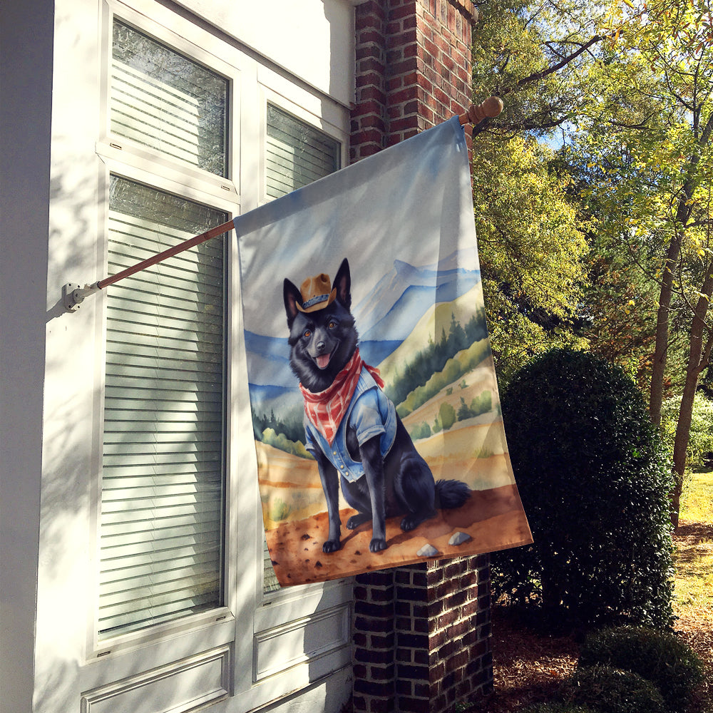 Glamorous Pups : Schipperke Cowboy Welcome House Flag