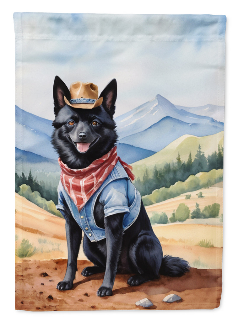 Glamorous Pups : Schipperke Cowboy Welcome House Flag