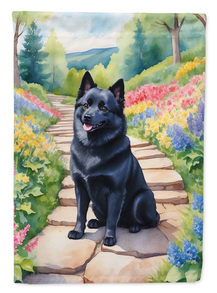 Glamorous Pups : Schipperke Spring Path House Flag