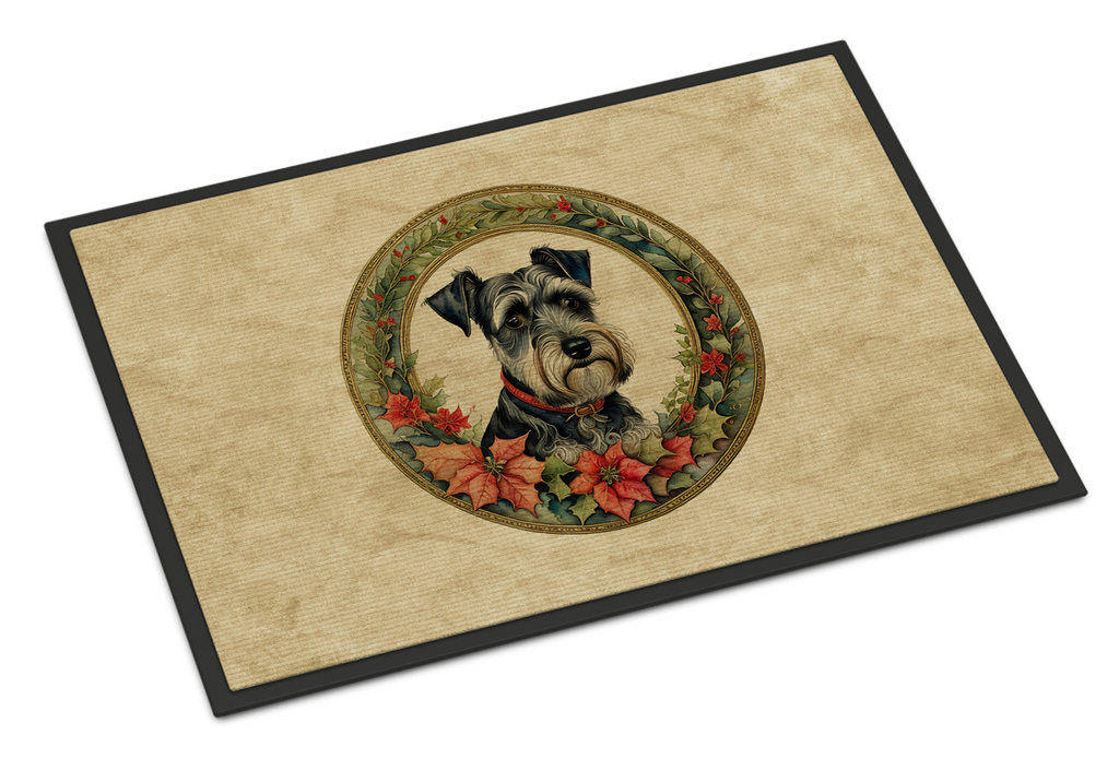 Glamorous Pups : Schnauzer Christmas Flowers Doormat