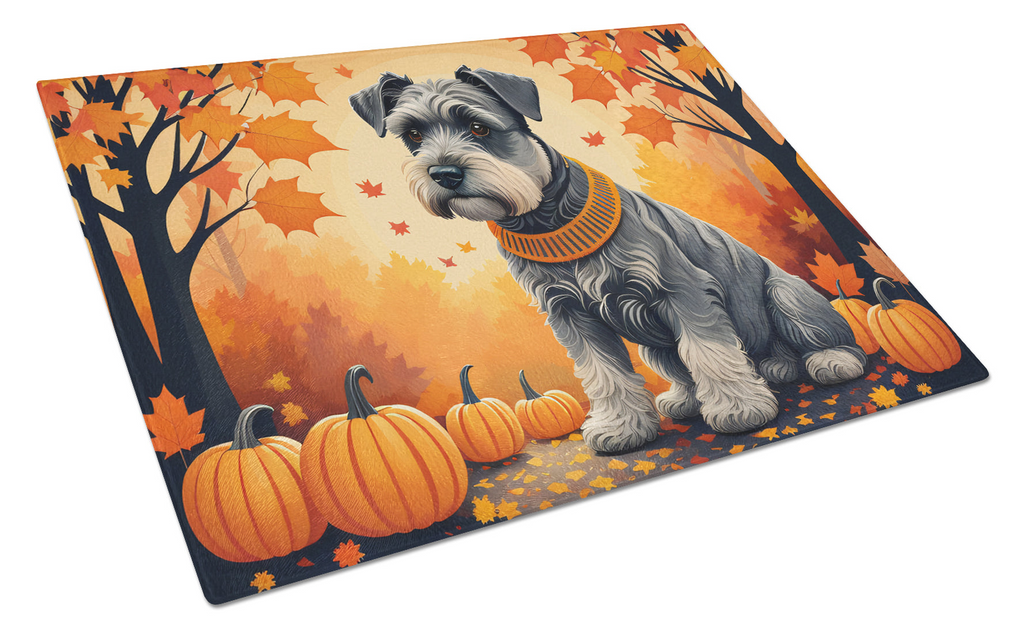 Glamorous Pups : Schnauzer Fall Glass Cutting Board