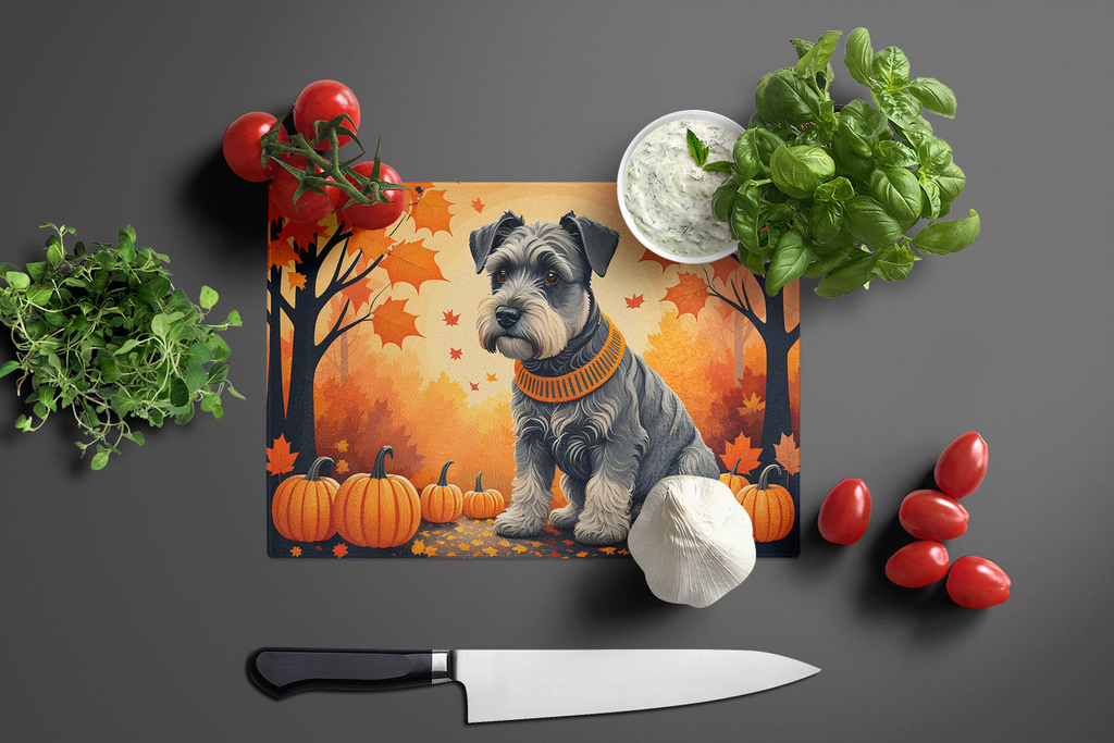 Glamorous Pups : Schnauzer Fall Glass Cutting Board