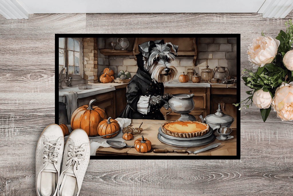 Glamorous Pups : Schnauzer Fall Kitchen Pumpkins Doormat