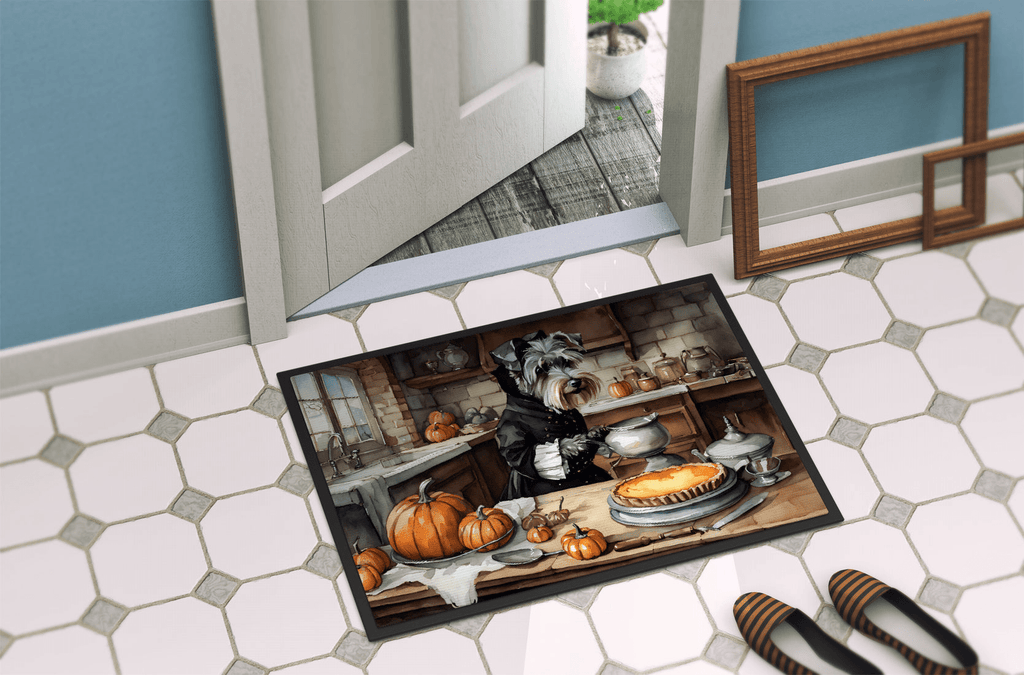 Glamorous Pups : Schnauzer Fall Kitchen Pumpkins Doormat