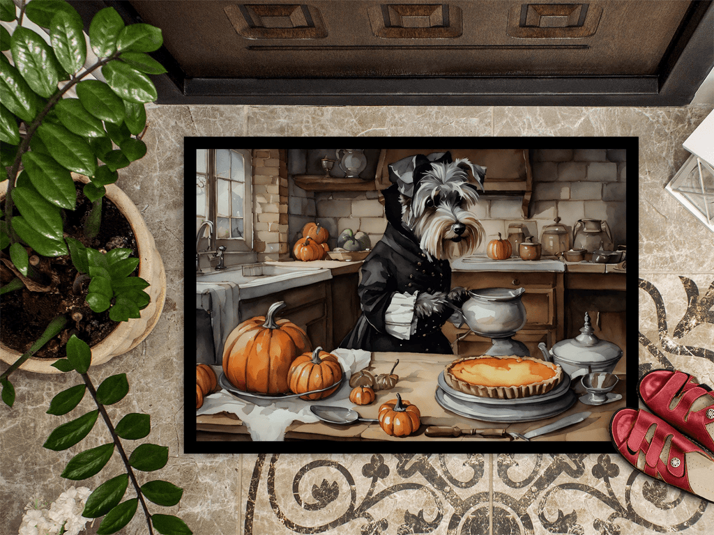 Glamorous Pups : Schnauzer Fall Kitchen Pumpkins Doormat
