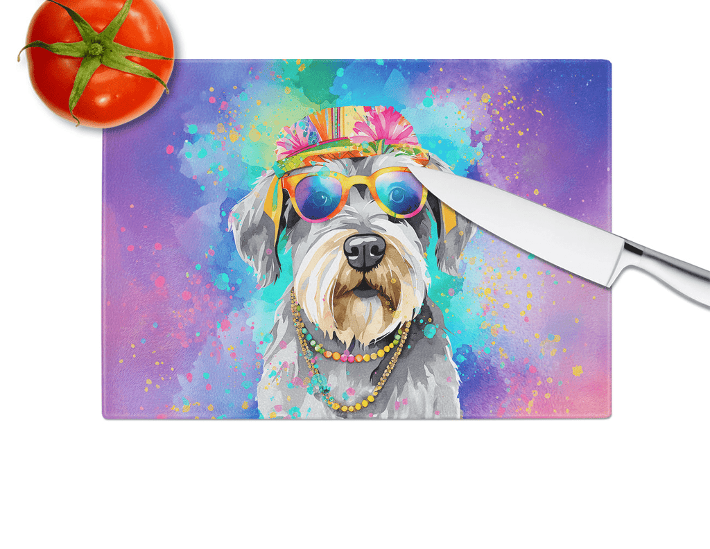 Glamorous Pups : Schnauzer Hippie Dawg Glass Cutting Board
