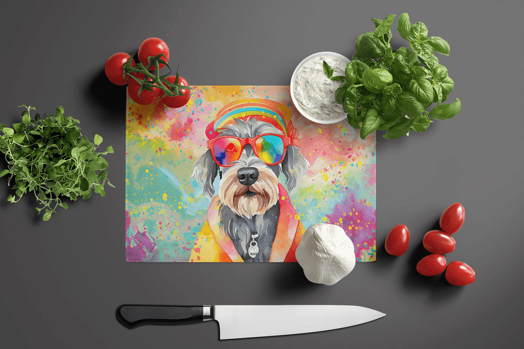 Glamorous Pups : Schnauzer Hippie Dawg Glass Cutting Board