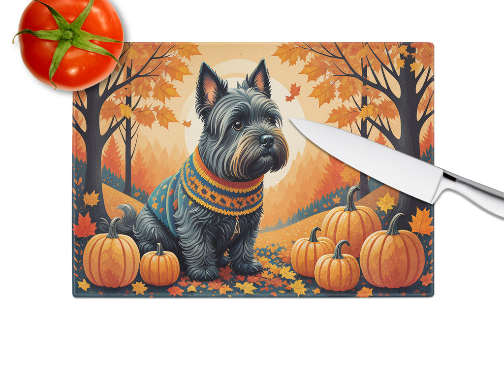 Glamorous Pups : Scottish Terrier Fall Glass Cutting Board