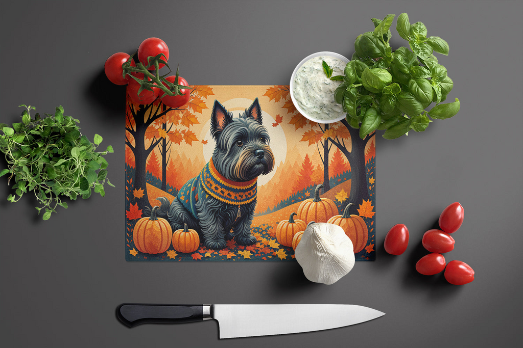 Glamorous Pups : Scottish Terrier Fall Glass Cutting Board