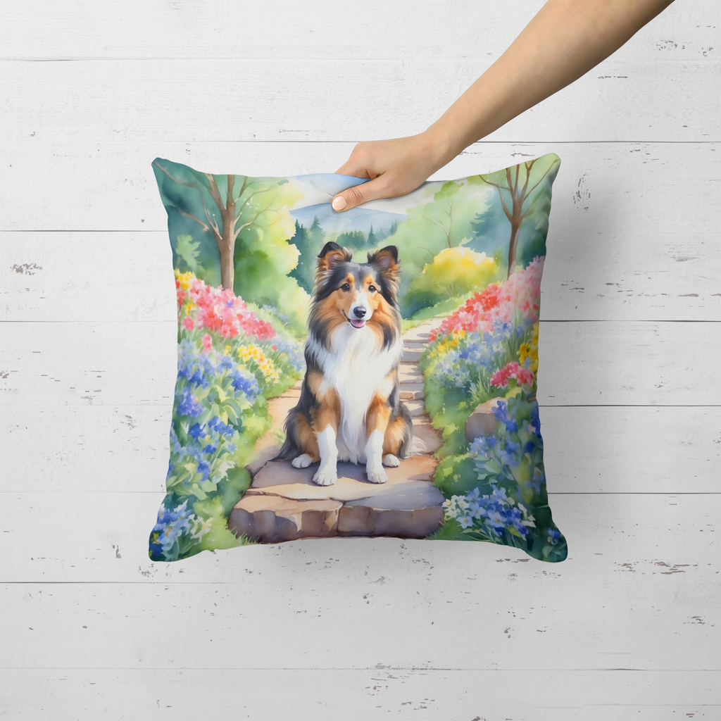 Glamorous Pups : Sheltie Spring Path Throw Pillow