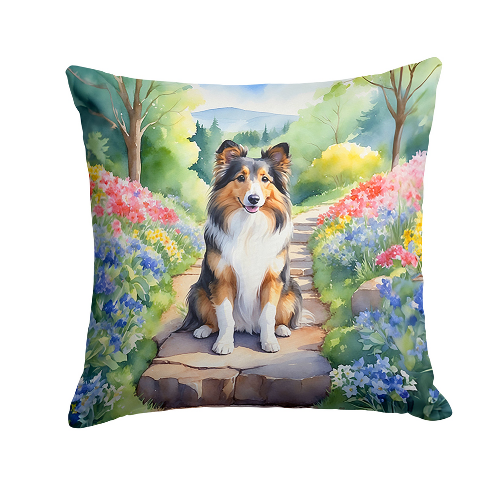 Glamorous Pups : Sheltie Spring Path Throw Pillow