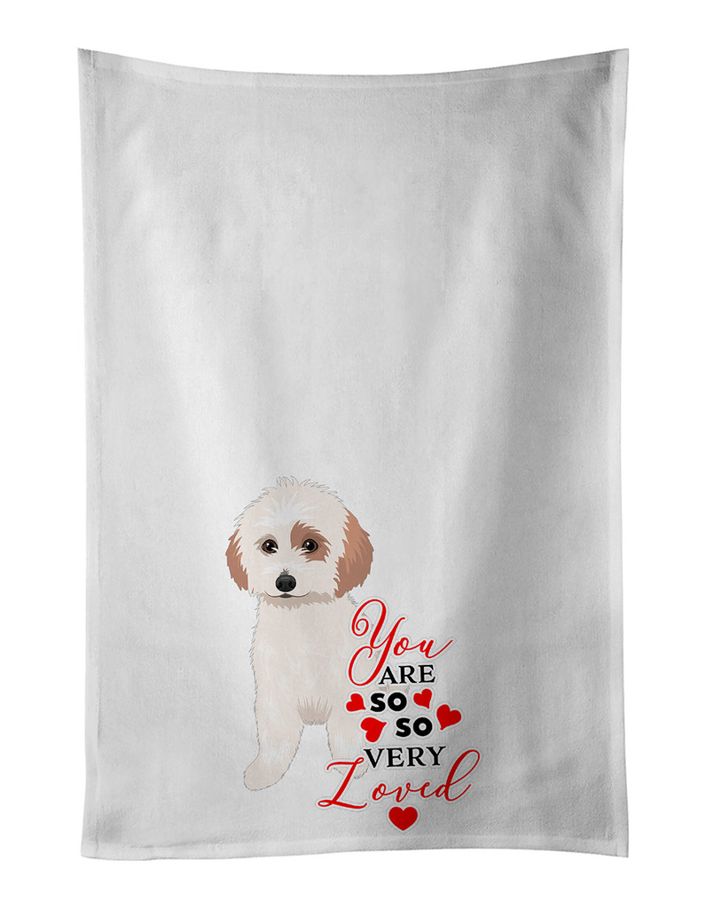 Glamorous Pups : Shih-Tzu White and Red so Loved Kitchen Towel Set of 2