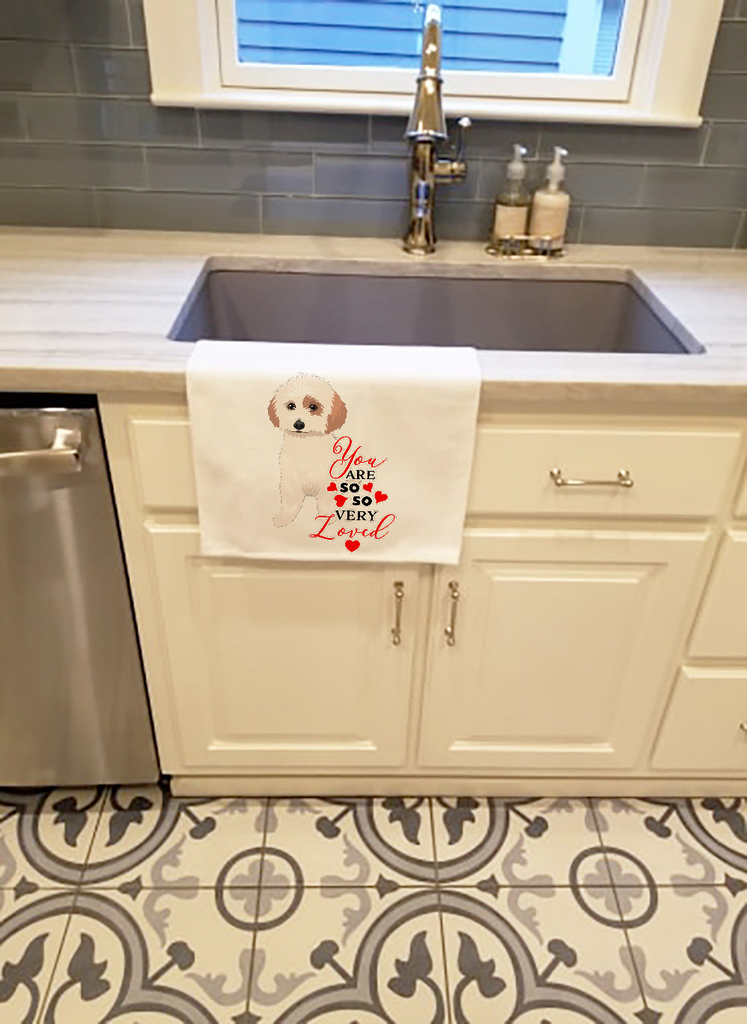 Glamorous Pups : Shih-Tzu White and Red so Loved Kitchen Towel Set of 2