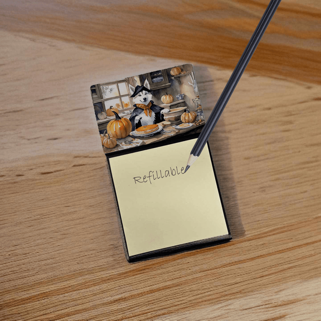 Glamorous Pups : Siberian Husky Fall Kitchen Pumpkins Sticky Note Holder