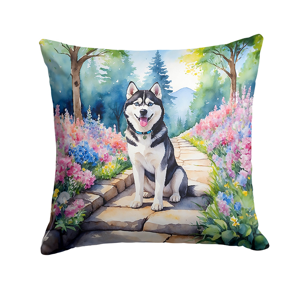 Glamorous Pups : Siberian Husky Spring Path Throw Pillow