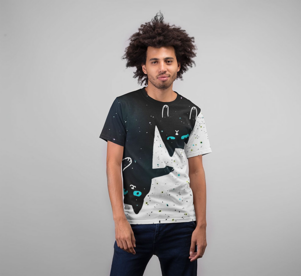 Glamorous Pups : Space Cat 3 Premium Sublimation Adult T-Shirt