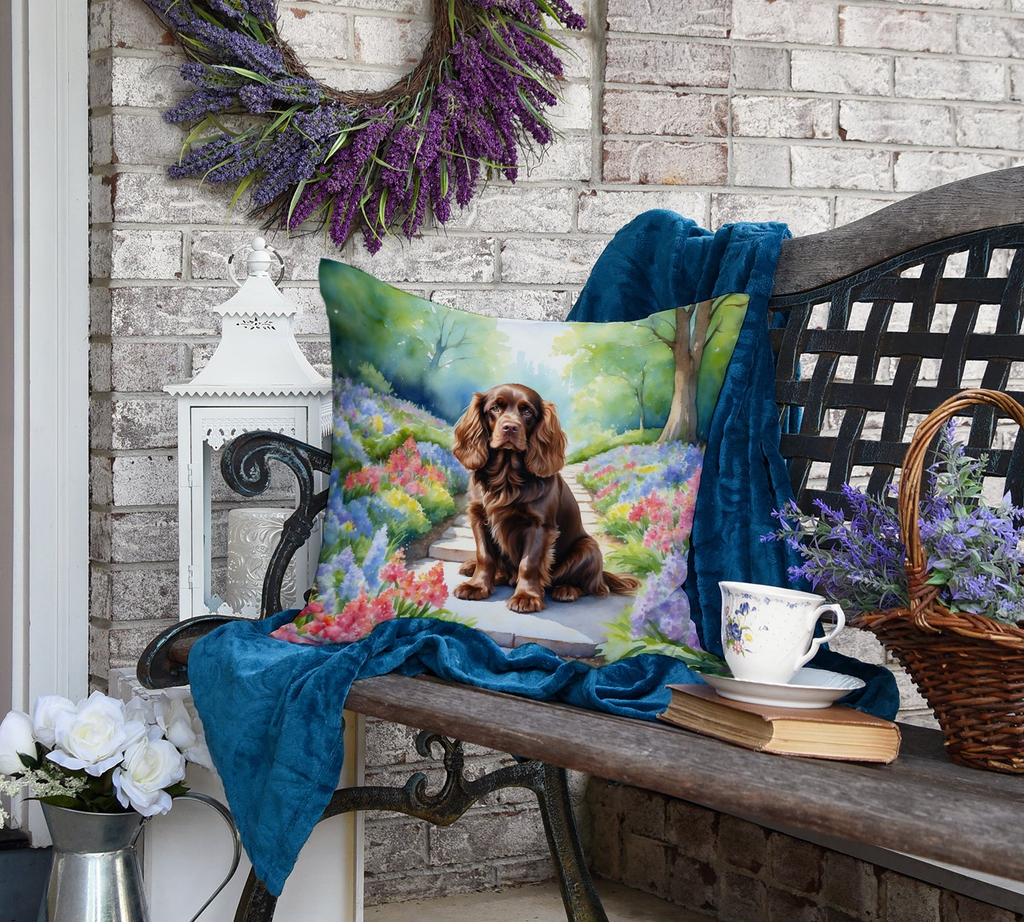 Glamorous Pups : Sussex Spaniel Spring Path Throw Pillow