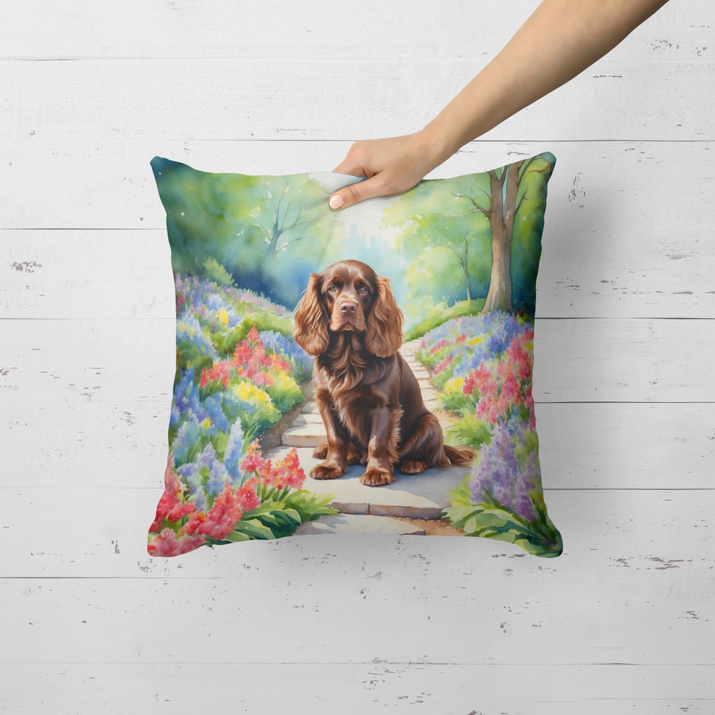 Glamorous Pups : Sussex Spaniel Spring Path Throw Pillow