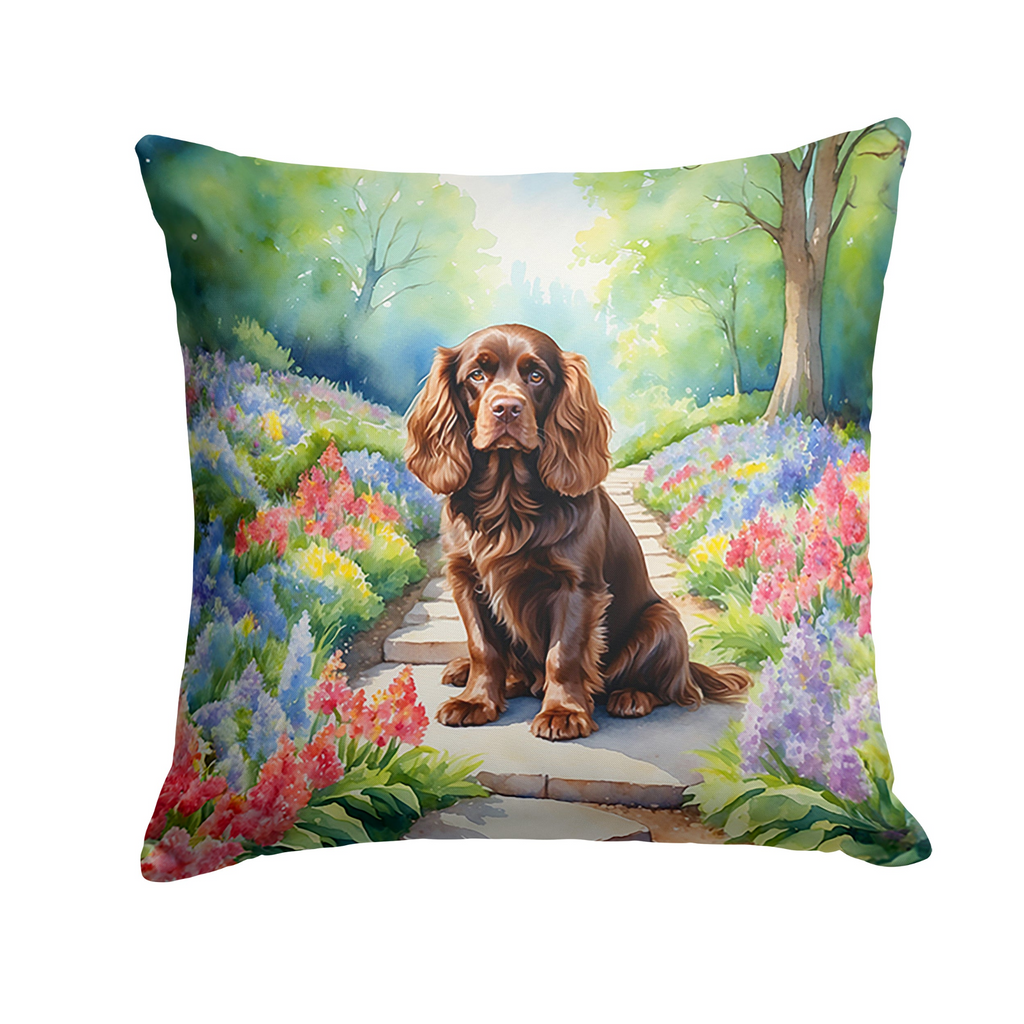 Glamorous Pups : Sussex Spaniel Spring Path Throw Pillow