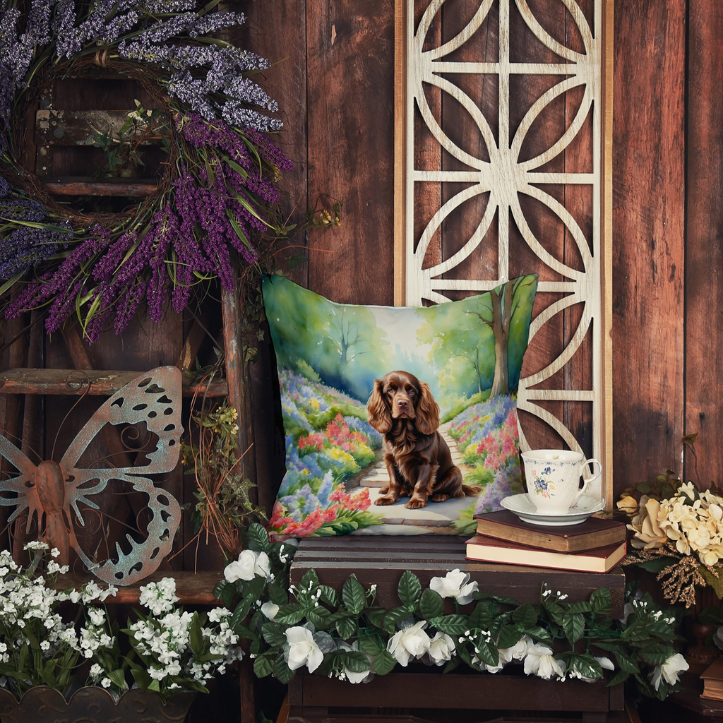 Glamorous Pups : Sussex Spaniel Spring Path Throw Pillow