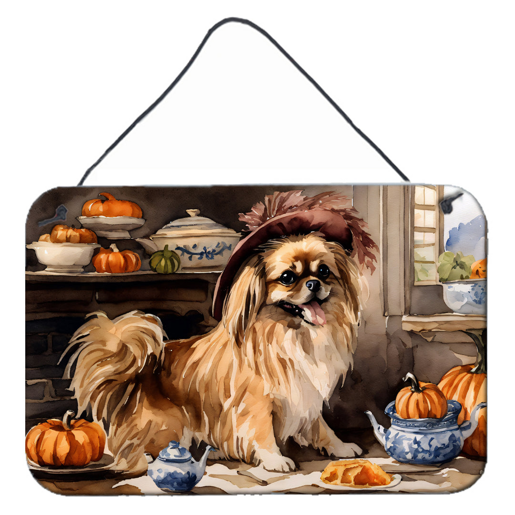 Glamorous Pups : Tibetan Spaniel Fall Kitchen Pumpkins Wall or Door Hanging Prints