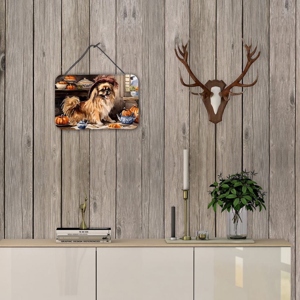 Glamorous Pups : Tibetan Spaniel Fall Kitchen Pumpkins Wall or Door Hanging Prints