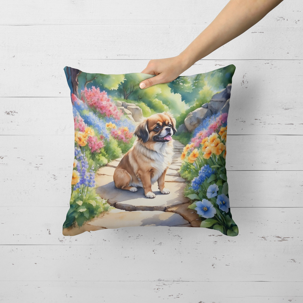 Glamorous Pups : Tibetan Spaniel Spring Path Throw Pillow