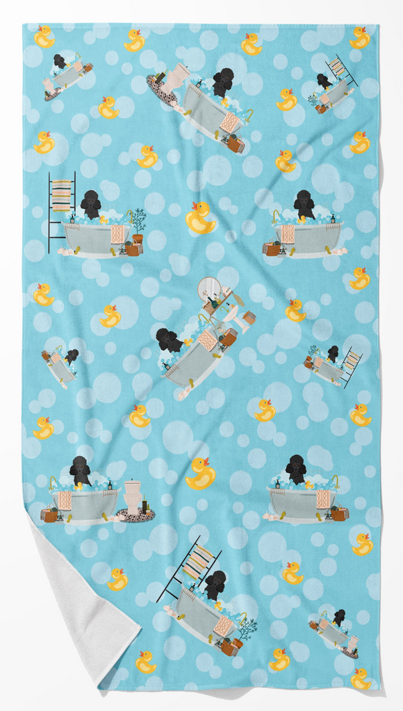 Glamorous Pups : Toy Black Poodle Bath Towel Large
