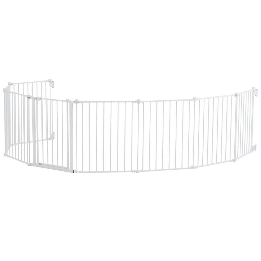 Glamorous Pups : VEVOR Baby Gate, 192 Inches Extra Wide, 28 Inches High, 8-Panel Foldable Dog & Child Safety Gate, One-Hand Open, Wall-Mount or Freestanding Fence, White