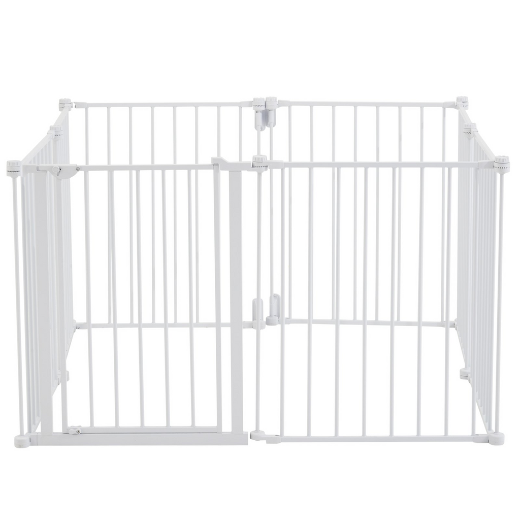 Glamorous Pups : VEVOR Baby Gate, 192 Inches Extra Wide, 28 Inches High, 8-Panel Foldable Dog & Child Safety Gate, One-Hand Open, Wall-Mount or Freestanding Fence, White