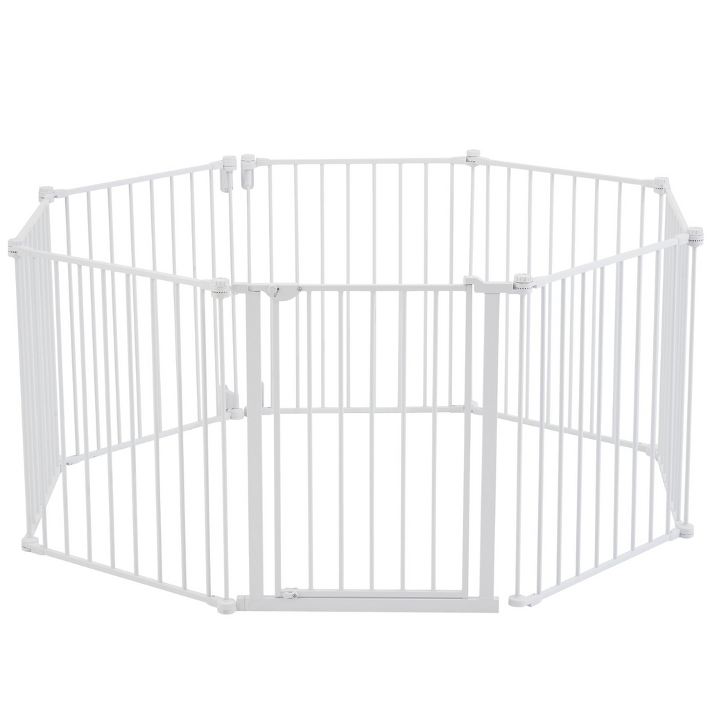 Glamorous Pups : VEVOR Baby Gate, 192 Inches Extra Wide, 28 Inches High, 8-Panel Foldable Dog & Child Safety Gate, One-Hand Open, Wall-Mount or Freestanding Fence, White