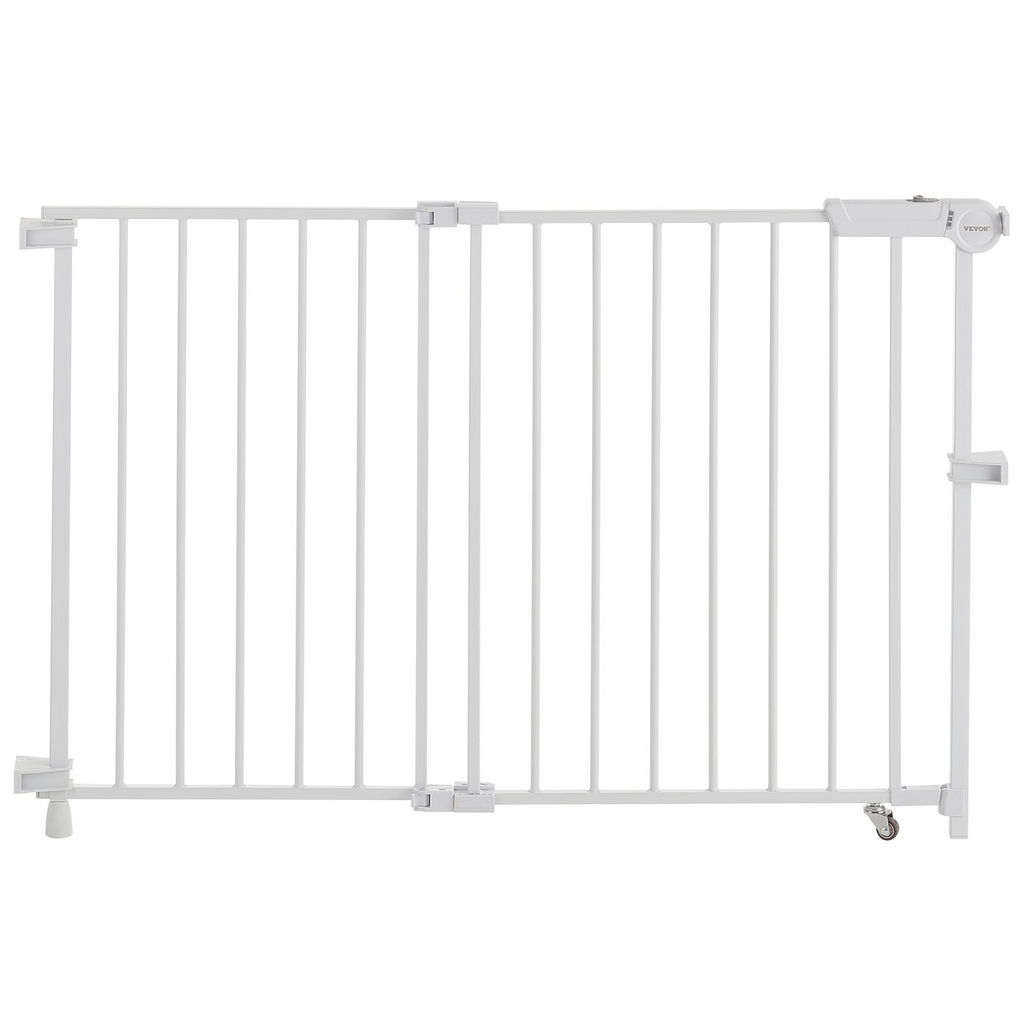 Glamorous Pups : VEVOR Baby Gate, 29.5–43 Inches Adjustable Width, 28 Inches High Dog & Child Safety Gate, No Threshold Bar, Easy Step Walk-Thru, One-Hand Open, White