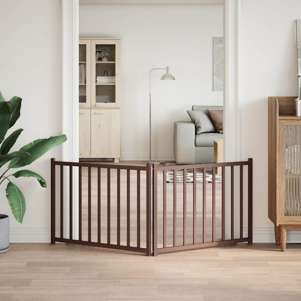 Glamorous Pups : vidaXL Dog Gate Set of 2 Brown Oak Solid Fir Wood Medium Foldable