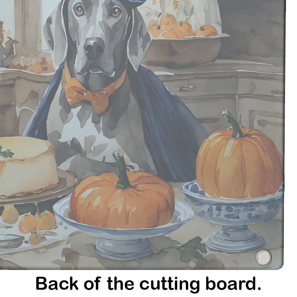 Glamorous Pups : Weimaraner Fall Kitchen Pumpkins Glass Cutting Board