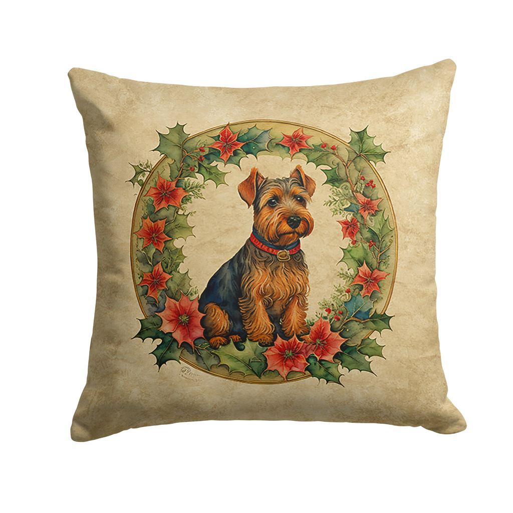 Glamorous Pups : Welsh Terrier Christmas Flowers Throw Pillow