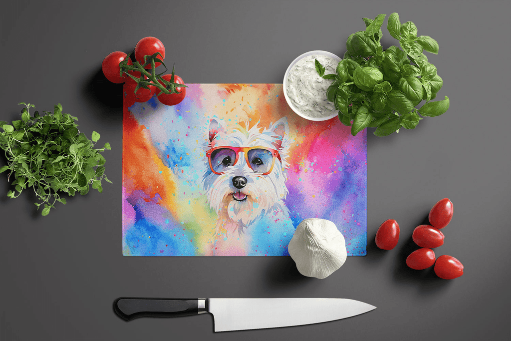 Glamorous Pups : Westie Hippie Dawg Glass Cutting Board