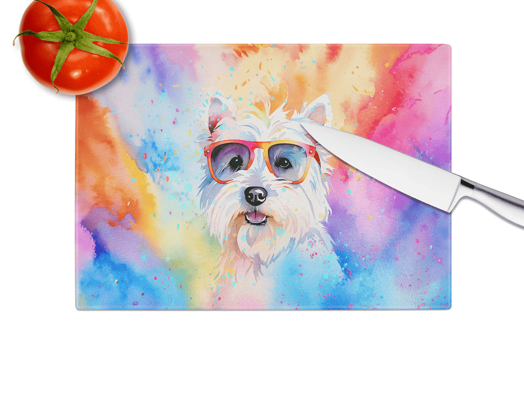 Glamorous Pups : Westie Hippie Dawg Glass Cutting Board