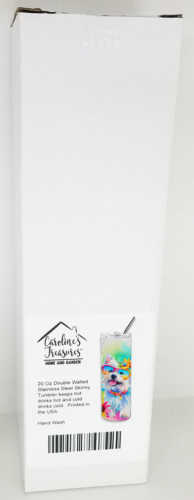 Glamorous Pups : Westie Hippie Dawg Stainless Steel Skinny Tumbler